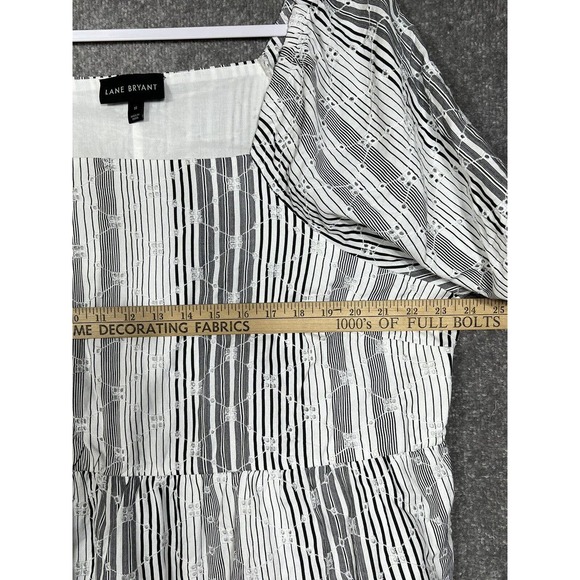 Lane Bryant Square Neck Eyelet Peplum Hem Top Womens Size 18‎ Black White Lined - Picture 5 of 9